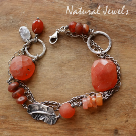 xxx - verkocht - xxx Oranje edelsteen armband