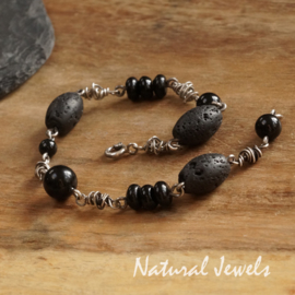 xxx - verkocht - xxx Zilveren armband Onyx