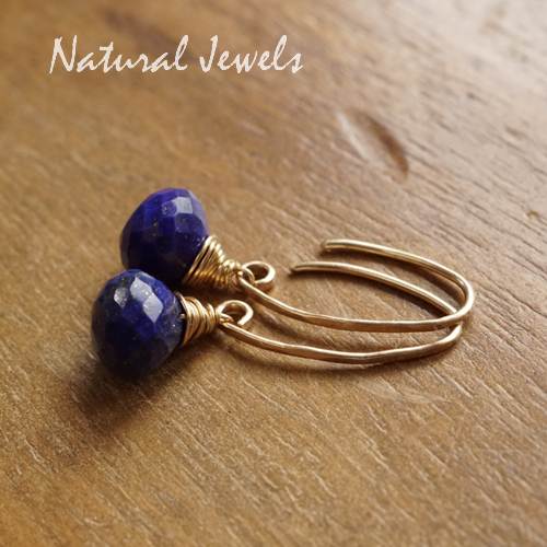 Goldfilled oorbellen Lapis Lazuli onion