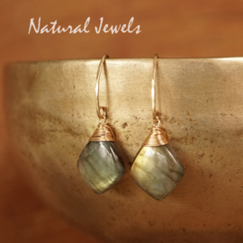 Gouden Labradoriet oorbellen