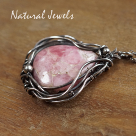 Zilveren hanger roze edelsteen