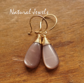 Bruine Maansteen oorbellen