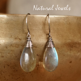 Labradoriet oorbellen van zilver
