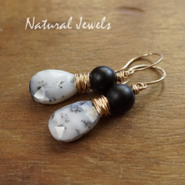 Oorbellen goud zwart wit