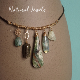 Gouden halsketting Chrysopraas