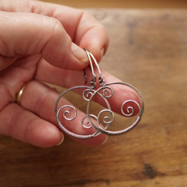 Zilveren oorbellen Spiral Ovals