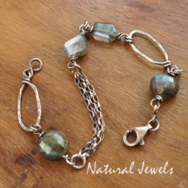 xxx - verkocht - xxx Zilveren armband Labradoriet