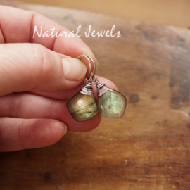 Zilveren Labradoriet oorbellen