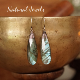 Labradoriet oorbellen zilver