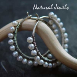 xxx - verkocht - xxx Silver Pearl Hoops