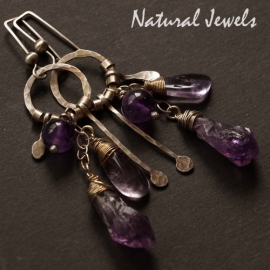 xxx - verkocht - xxx Zilveren oorbellen Long Amethyst