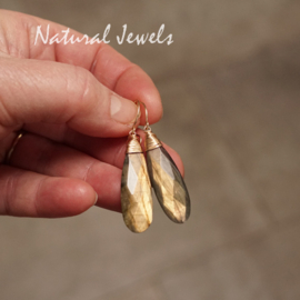 Gouden Labradoriet oorbellen