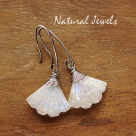 Zilveren Maansteen oorbellen waaier