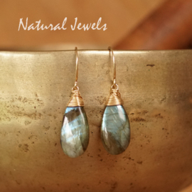 Gouden Labradoriet oorbellen