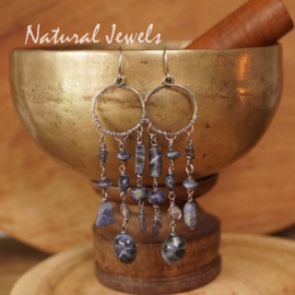 Blauwe steen oorbellen zilver