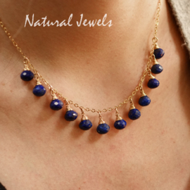 xxx - verkocht - xxx Lapis Lazuli halsketting goud