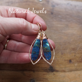 xxx - verkocht - xxx Statement oorbellen blauwe edelsteen