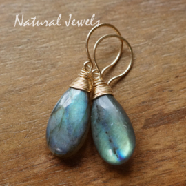 xxx - verkocht - xxx Gouden Labradoriet oorbellen