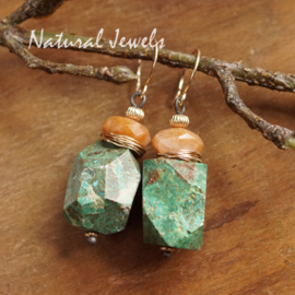 Blauwgroene edelsteen oorbellen