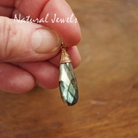 xxx - verkocht - xxx Labradoriet hanger goud