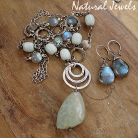 xxx - verkocht - xxx Boho Necklace Aquamarine - gereserveerd