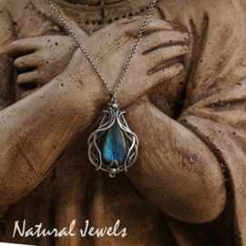 xxx - verkocht xxx Zilveren Labradoriet hangertje