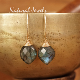 xxx - verkocht - xxx Gouden Labradoriet oorbellen