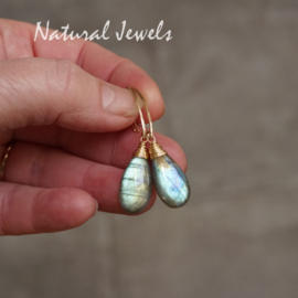 xxx - verkocht - xxx Gouden Labradoriet oorbellen