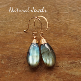 Gouden Labradoriet oorbellen