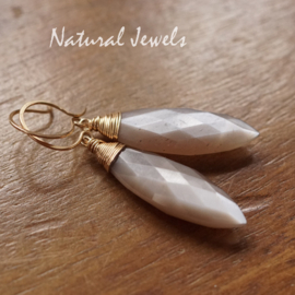 Bruine Maansteen oorbellen