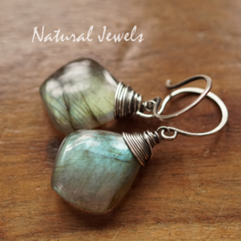 Zilveren Labradoriet oorbellen