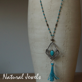 xxx - verkocht xxx Zilveren Boho halsketting Turquoise