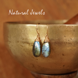 xxx - verkocht - xxx Gouden Labradoriet oorbellen