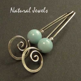 xxx - verkocht xxx Silver Earrings Amazonite Spirals Hooks