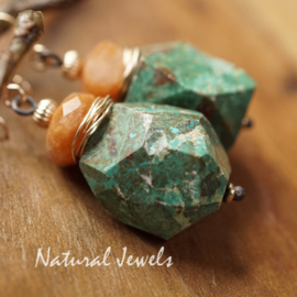 Blauwgroene edelsteen oorbellen