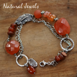 xxx - verkocht - xxx Oranje edelsteen armband