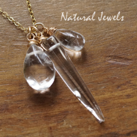 Bergkristal hangertjes goud