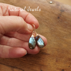 Gouden Labradoriet oorbellen