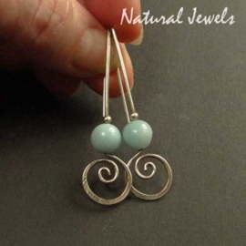 Silver Earrings Amazonite Spirals Hooks