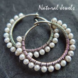 xxx - verkocht - xxx Silver Pearl Hoops