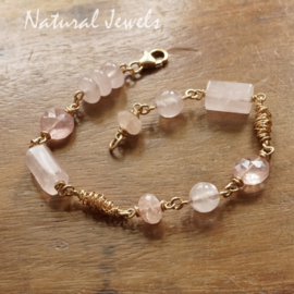 xxx - verkocht - xxx Gouden armband Rozenkwarts