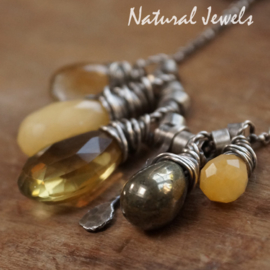 Set of Yellow gemstone Briolettes in silver