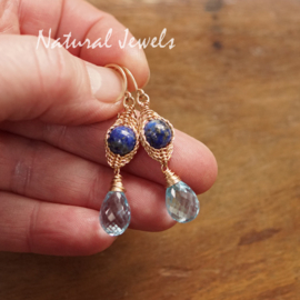 xxx - verkocht - xxx Oorbellen blauwe steen