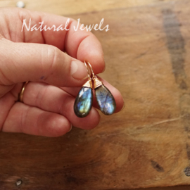 xxx - verkocht - xxx Gouden Labradoriet oorbellen