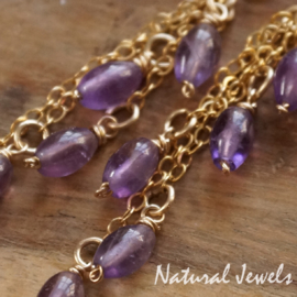 xxx - verkocht - xxx Gouden oorbellen Ametist - bunch of Amethyst