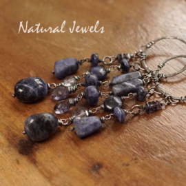 Blauwe steen oorbellen zilver