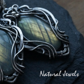 xxx - verkocht xxx Zilveren handgemaakte oorbellen Adorned Labradorite