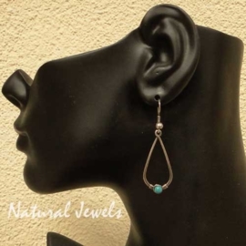 xxx - verkocht - xxx Turquoise oorbellen zilver