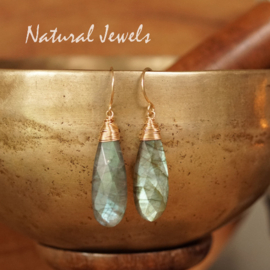 xxx - verkocht - xxx Gouden Labradoriet oorbellen