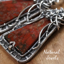 xxx - verkocht xxx Zilveren oorbellen Heliotroop Jaspis